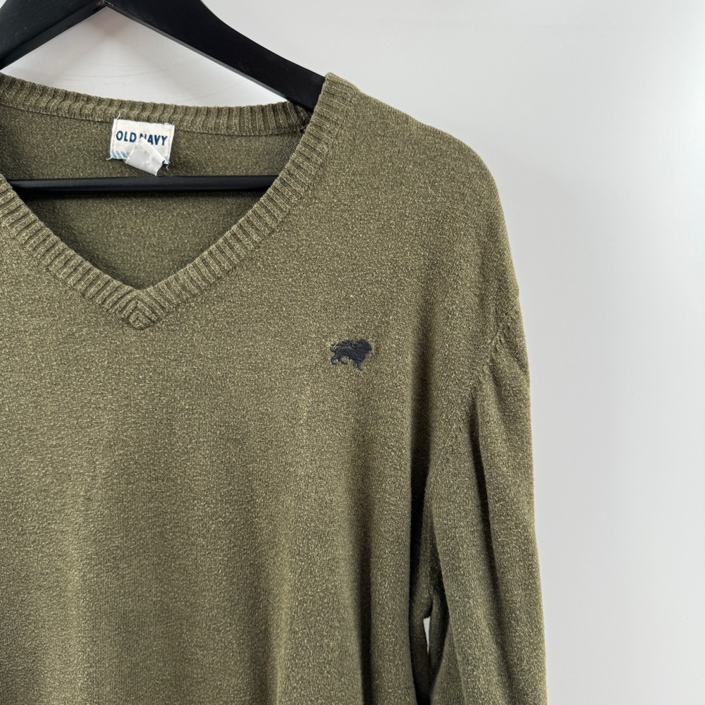 Old Navy Olive Green V-Neck Sweater Men’s Size Large Long Sleeve - Picture 2 of 6